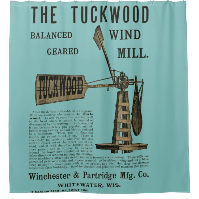 Rideaux De Douche Antique Wind Mill The Tuckwood Whitewater Wis 1889 (Devant)