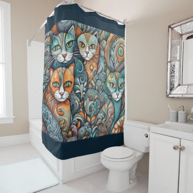 rideaux de douche apaisants pour chats 2 (En situation)