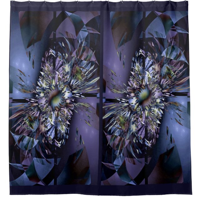 Rideaux De Douche Apophyse Fractal - déco rectangles bleus (Devant)