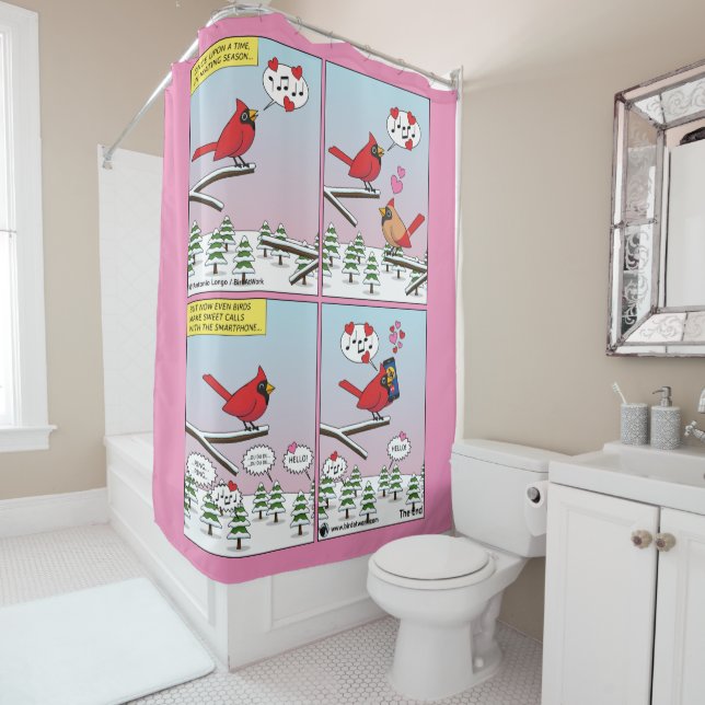 Rideaux De Douche Appels de accouplement d'oiseaux modernes comique (En situation)