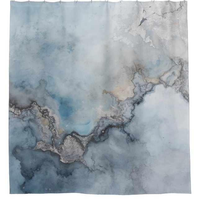 Rideaux De Douche Aqua Bleu Turquoise Gris Beige Abstrait Maison Déc (Devant)