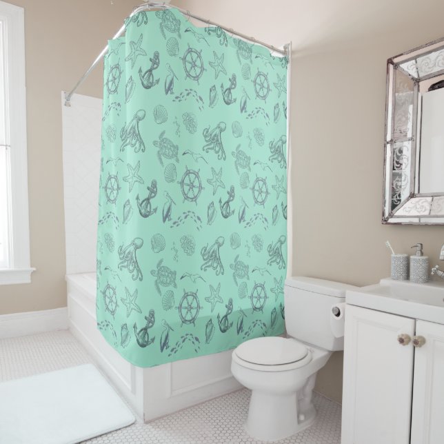 Rideaux De Douche Aqua Coastal Sea Life (En situation)