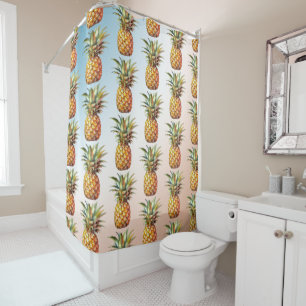 Rideaux De Douche Aqua Cream Joyeux ananas tropicaux