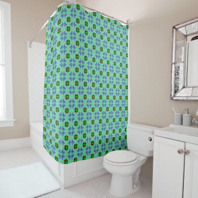 Rideaux De Douche Aqua Floral (En situation)
