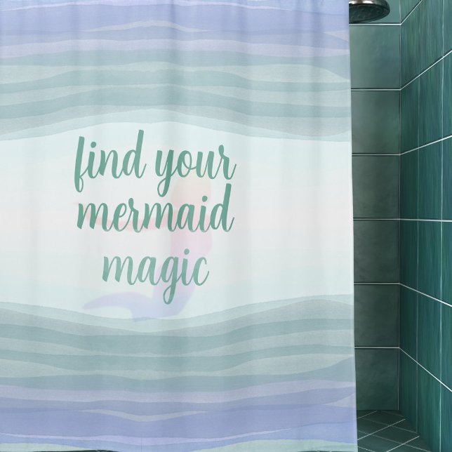 Rideaux De Douche Aqua Lilac Aquarelle Waves Sirène (Find your mermaid magic when you have a shower)