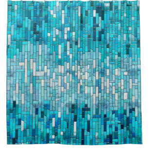 Rideaux De Douche Aquamarine mosaïque Abstraite