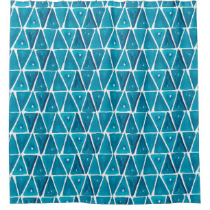 Rideaux De Douche Aquarelle abstrait triangles bleus sans soudure ba