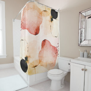 Rideaux De Douche Aquarelle Abstraite Boho Terracotta Rose