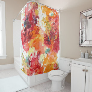 Rideaux De Douche Aquarelle Abstraite orange et blanche