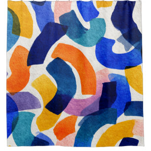 Rideaux De Douche Aquarelle Abstraite Vibrante   Artistique Moderne