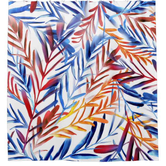 Rideaux De Douche Aquarelle artistique Conception de feuilles (Devant)