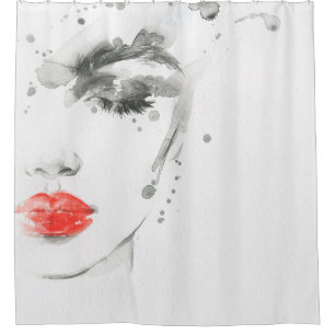 Rideaux De Douche Aquarelle belle femme visage