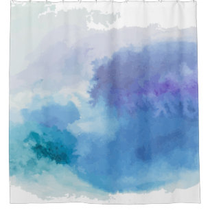 Rideaux De Douche Aquarelle bleu-bleu violet