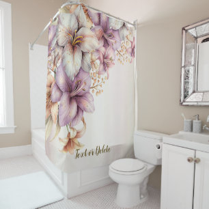 Rideaux De Douche Aquarelle Boho Rose Fleurs Élégante Et Élégante