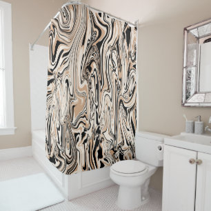 Rideaux De Douche Aquarelle Brown de couleur noire de Swirls 