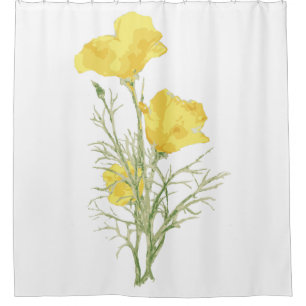 Rideaux De Douche Aquarelle Californie Populaire Jaune Fleur verte