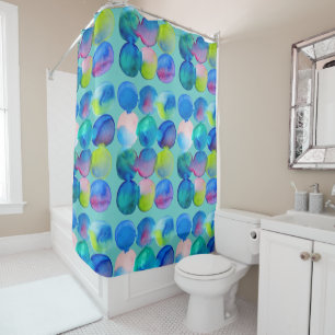 Rideaux De Douche Aquarelle cercle motif art abstrait couleur cool