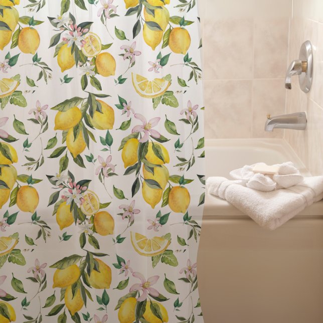 Rideaux De Douche Aquarelle Citron Motif (Créateur téléchargé)