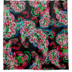 Rideaux De Douche Aquarelle colorée cachemire illustration florale p