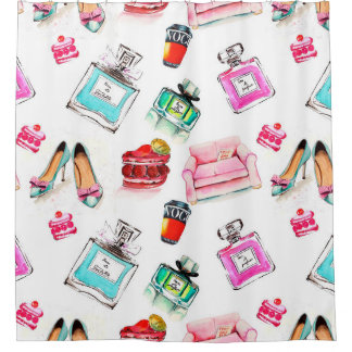 Rideaux De Douche Aquarelle couleur couture glamor motif sur le whi