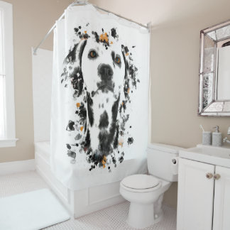Rideaux De Douche Aquarelle dalmate Art, mignonne visage de chien da