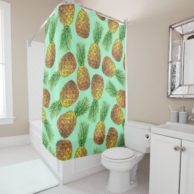 Rideaux De Douche Aquarelle d'ananas 2 (En situation)