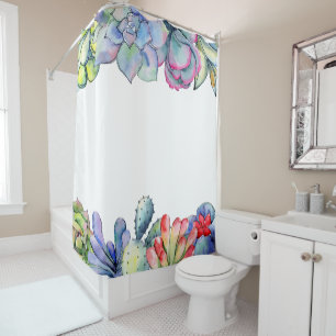 Rideaux De Douche Aquarelle de cactus succulent