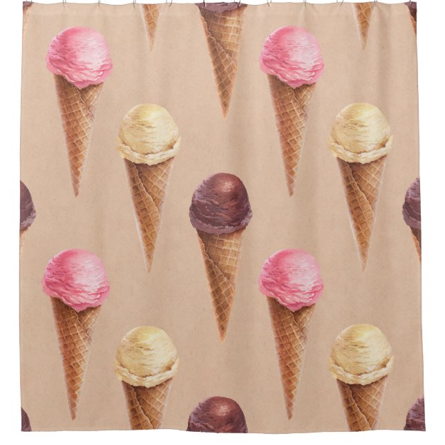 Rideaux De Douche Aquarelle de crème glacée Illustration transparent (Devant)