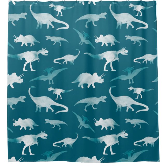 Rideaux De Douche Aquarelle de dinosaure : Motif textile (Devant)