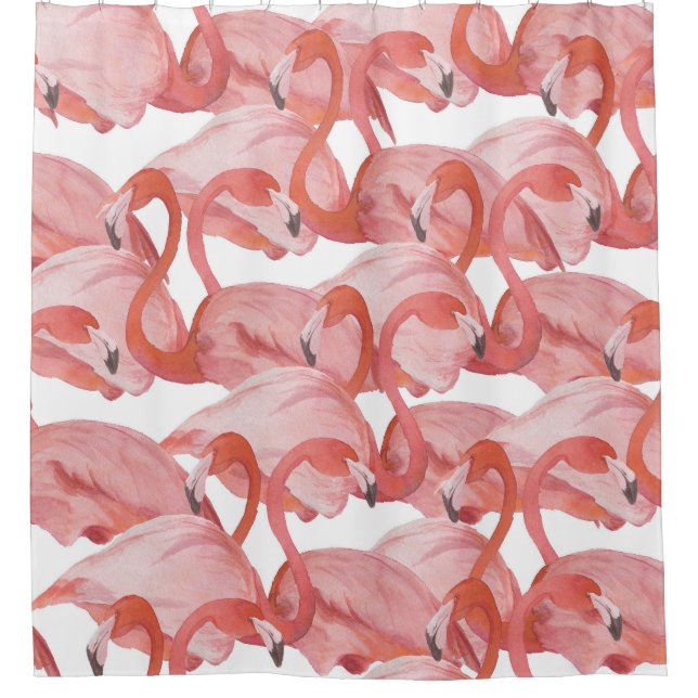 Rideaux De Douche Aquarelle de Flamant rose : Motif transparent (Devant)