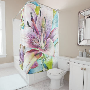 Rideaux De Douche Aquarelle de fleur d'azalée rose vintage