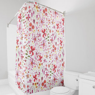 Rideaux De Douche Aquarelle de fleurs sauvages