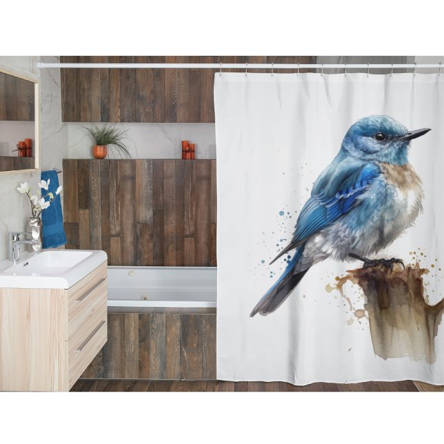 Rideaux De Douche Aquarelle de Little Mountain Bluebird (Créateur téléchargé)