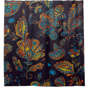 Rideaux De Douche Aquarelle de Paisley : tuile à motif floral