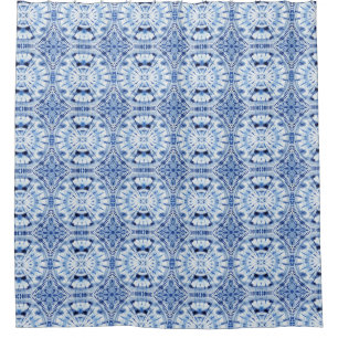 Rideaux De Douche Aquarelle d'Indigo Blue Shibori Tie Dye Motif