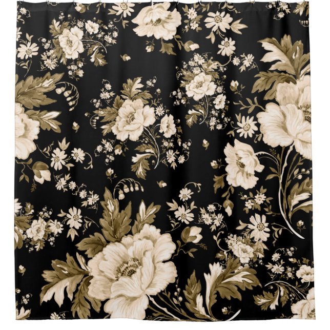 Rideaux De Douche Aquarelle douce fleurs délicates motif avec  (Devant)