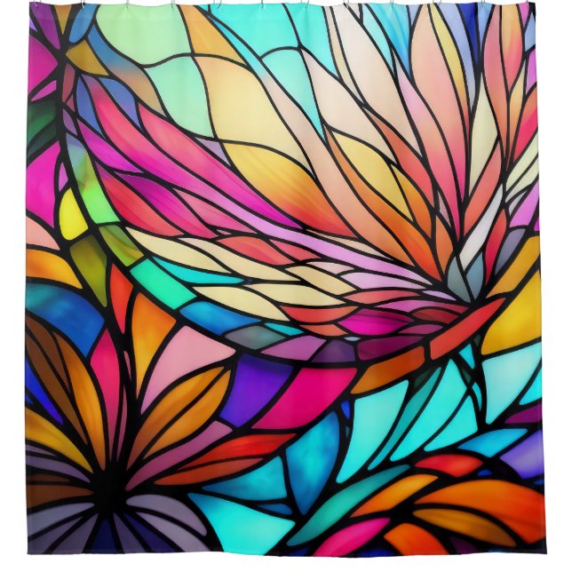 Rideaux De Douche Aquarelle en verre tendu Style géométrique Abstrai (Devant)