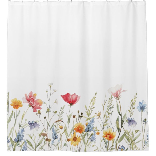 Rideaux De Douche Aquarelle Fleur Sauvage (Devant)