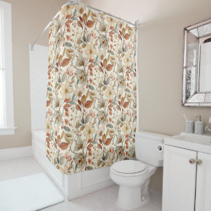 Rideaux De Douche Aquarelle Fleur sauvage Cottagecore Motif Vintage