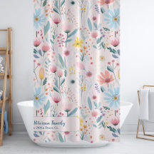 Aquarelle fleurie nom de famille personnalisée ros