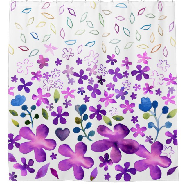 Rideaux De Douche Aquarelle florale de Lilac (Devant)