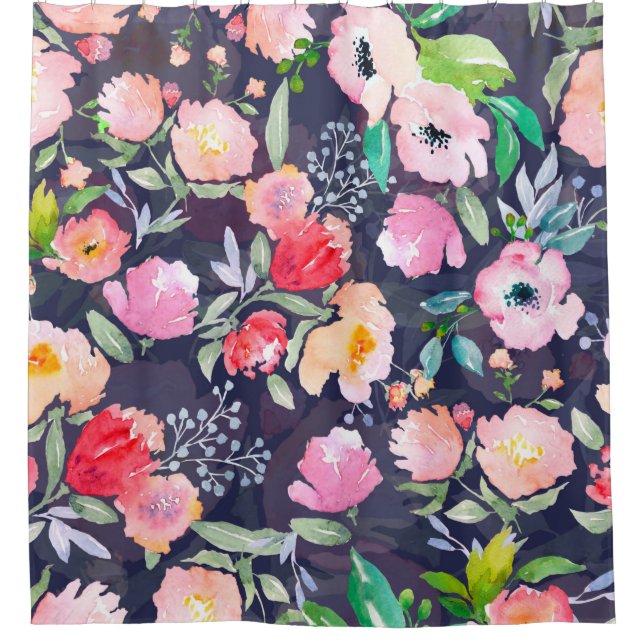 Rideaux De Douche Aquarelle florale motif et sans soudure b (Devant)