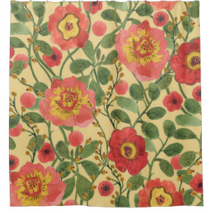 Rideaux De Douche Aquarelle florale rétro : Élégance intemporelle