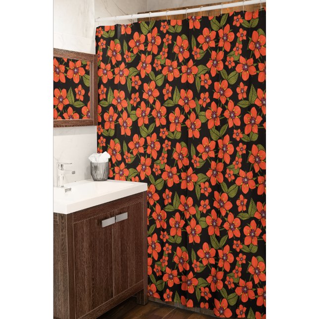 Rideaux De Douche Aquarelle florale rouge (Créateur téléchargé)