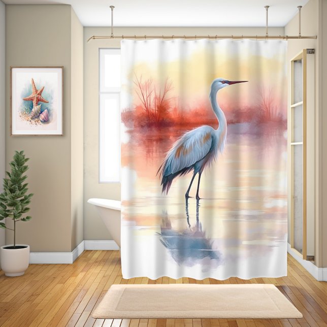Rideaux De Douche Aquarelle Floride Crane (Créateur téléchargé)