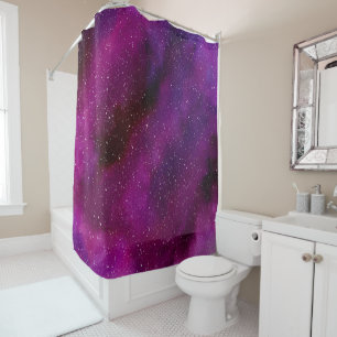 Rideaux De Douche Aquarelle Galaxies rose violet