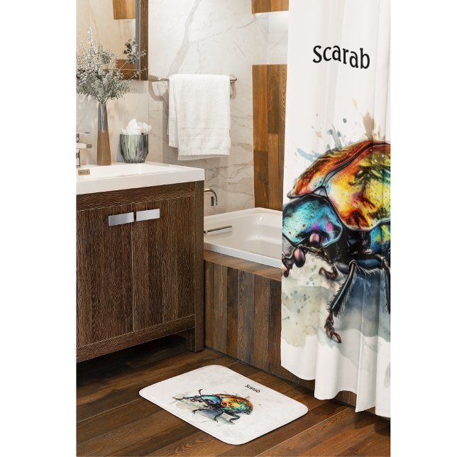 Rideaux De Douche Aquarelle Iridescente Beetle, personnalisé (Créateur téléchargé)
