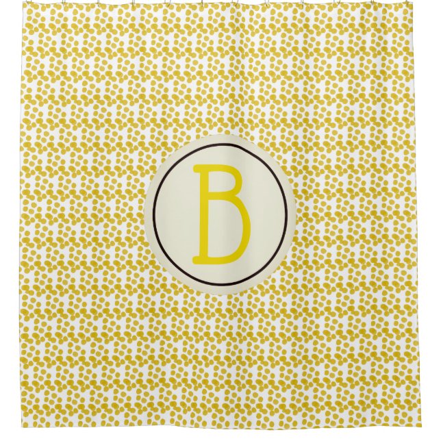 Rideaux De Douche Aquarelle Jaune Spots Personnalisés Monogramme (Devant)