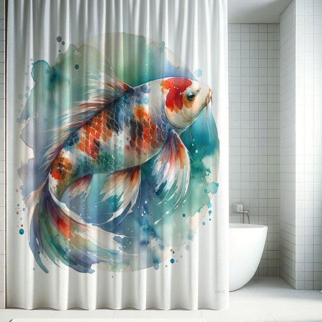 Rideaux De Douche Aquarelle Koi Fish (koi fish shower curtain.)