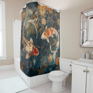 Rideaux De Douche Aquarelle Koi Fish Illustration